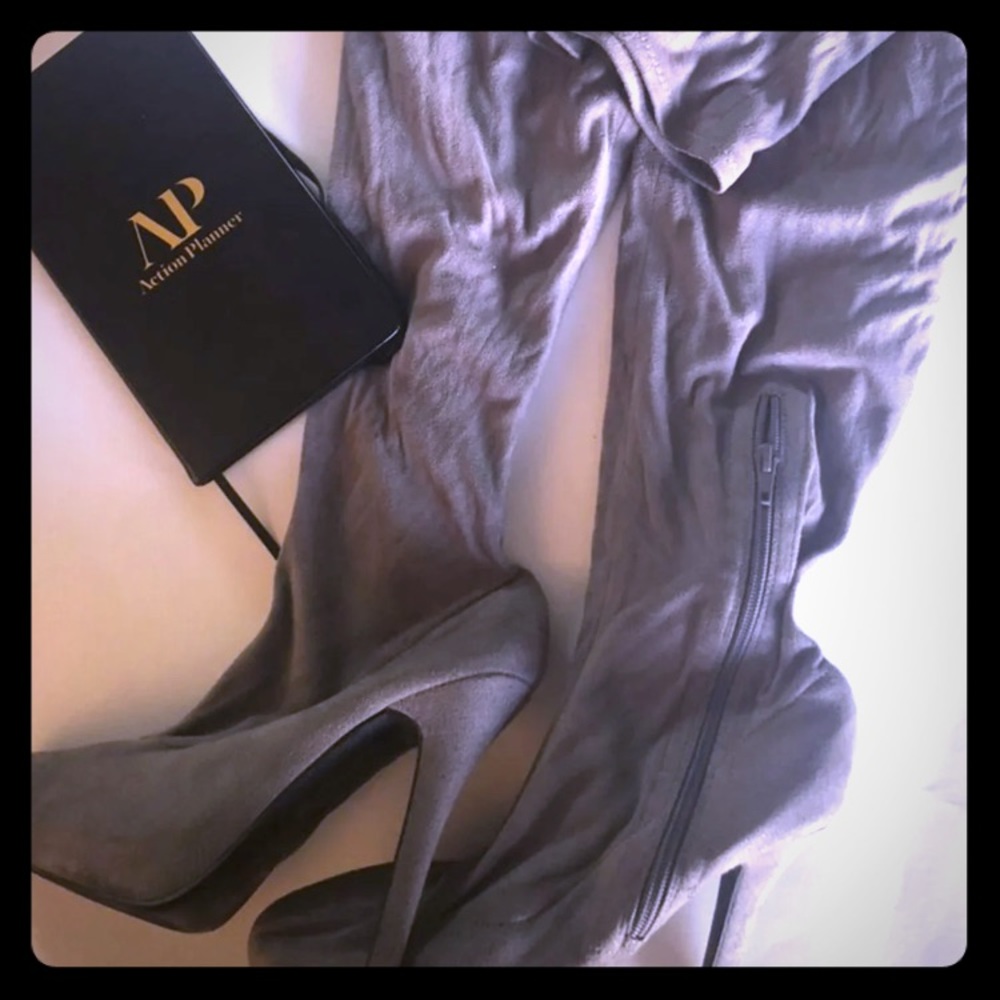 Grey Thigh High Boots